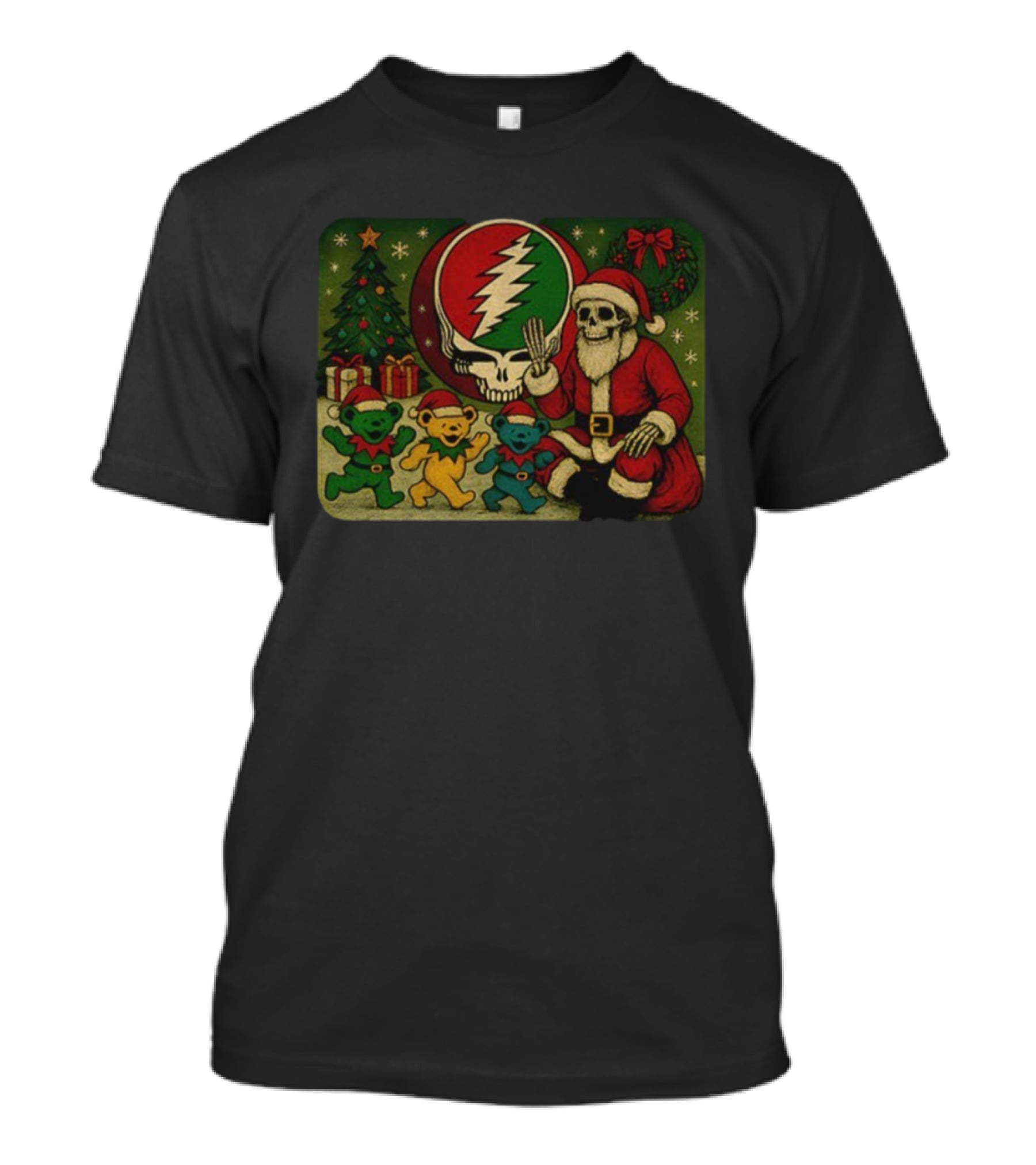 Grateful Dead Santa Skeleton Steal Your Face Bear Christmas T-Shirt
