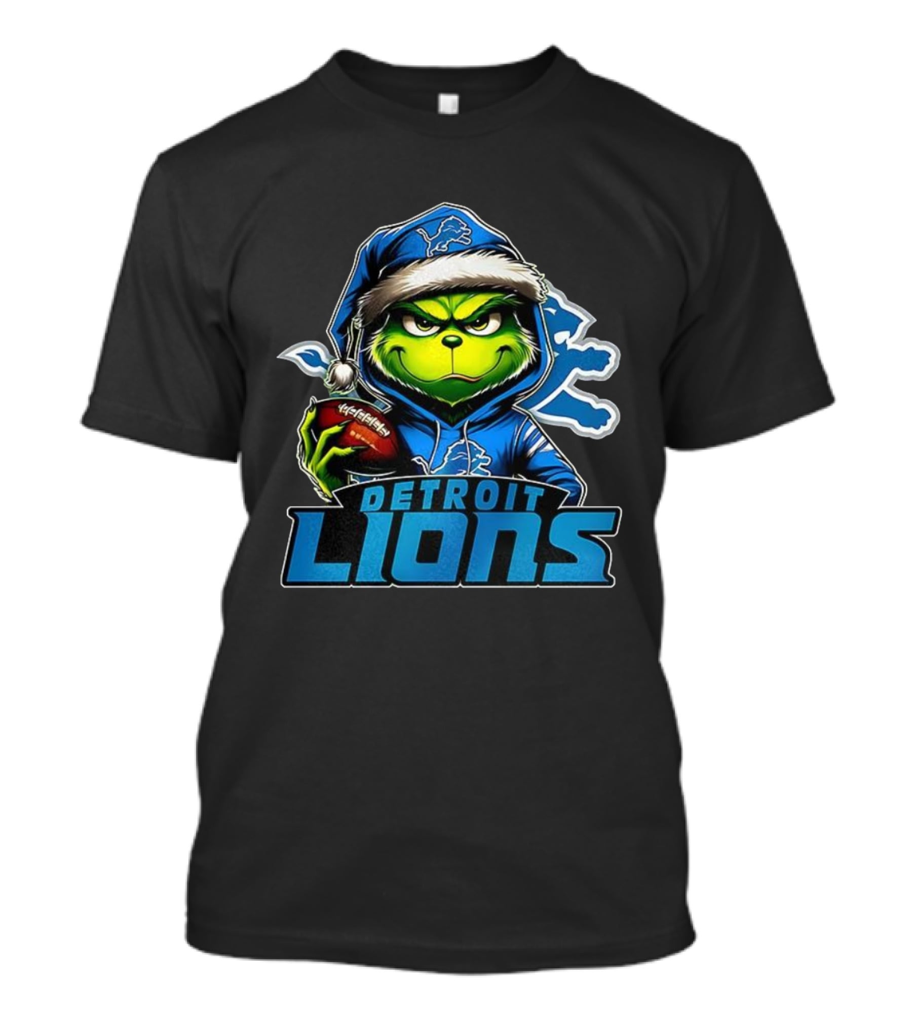 Detroit Lions NFL Grinch Christmas Football Theme T-Shirt