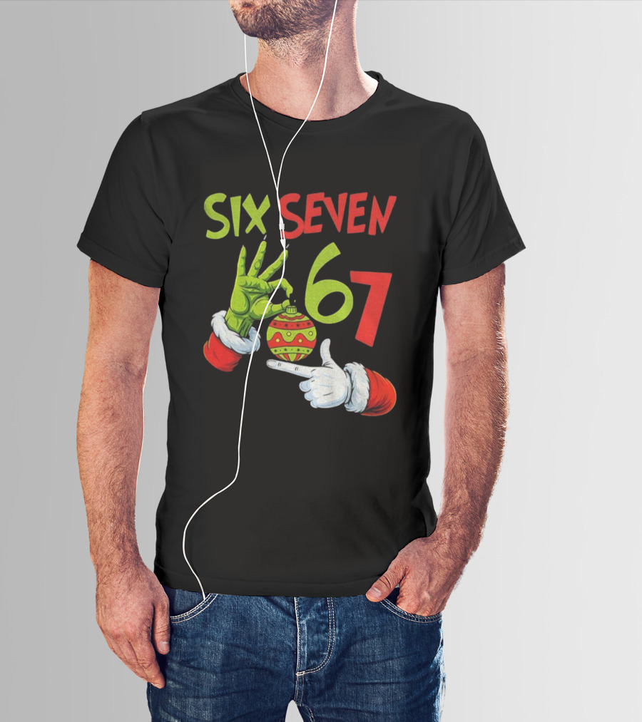 Six Seven 67 Grinch Christmas Bauble Merry Christmas T-Shirt