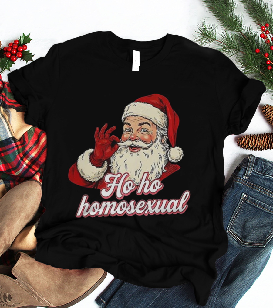Santa Claus Ho Ho Homosexual Merry Christmas LGBTQ Pride T-Shirt