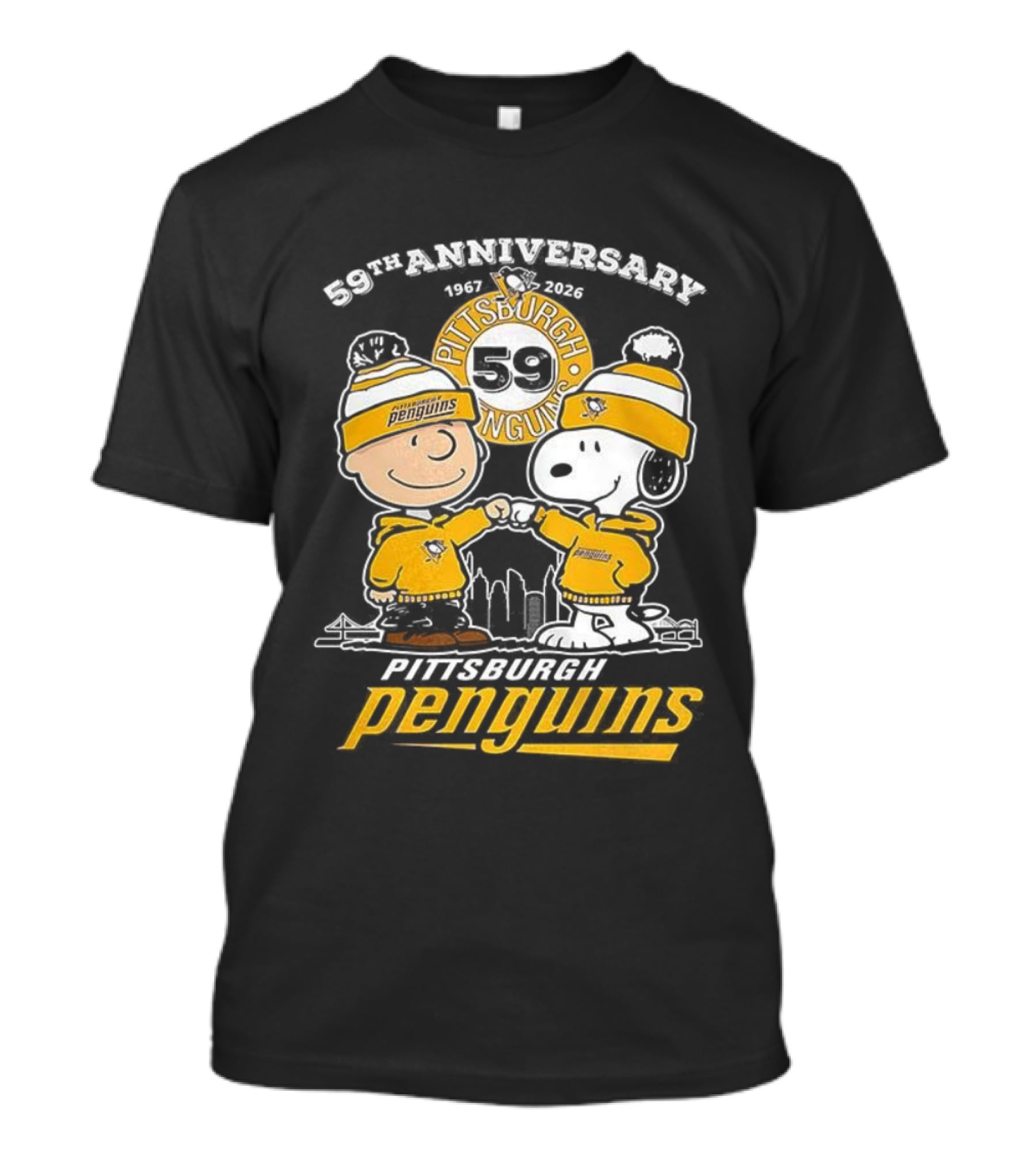 Snoopy Charlie Brown Pittsburgh Penguins 59th Anniversary 1967-2026 T-Shirt