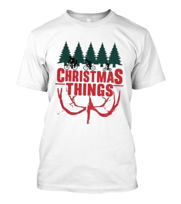 Christmas Things Merry Upside Down Xmas Funny Holiday Reindeer Trees T-Shirt