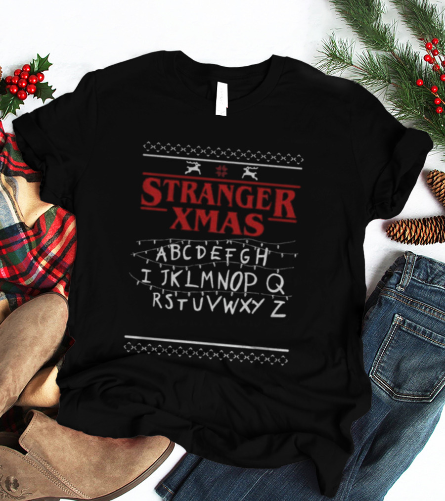 Stranger Xmas Alphabet Lights Holiday Sweater Style T-Shirt