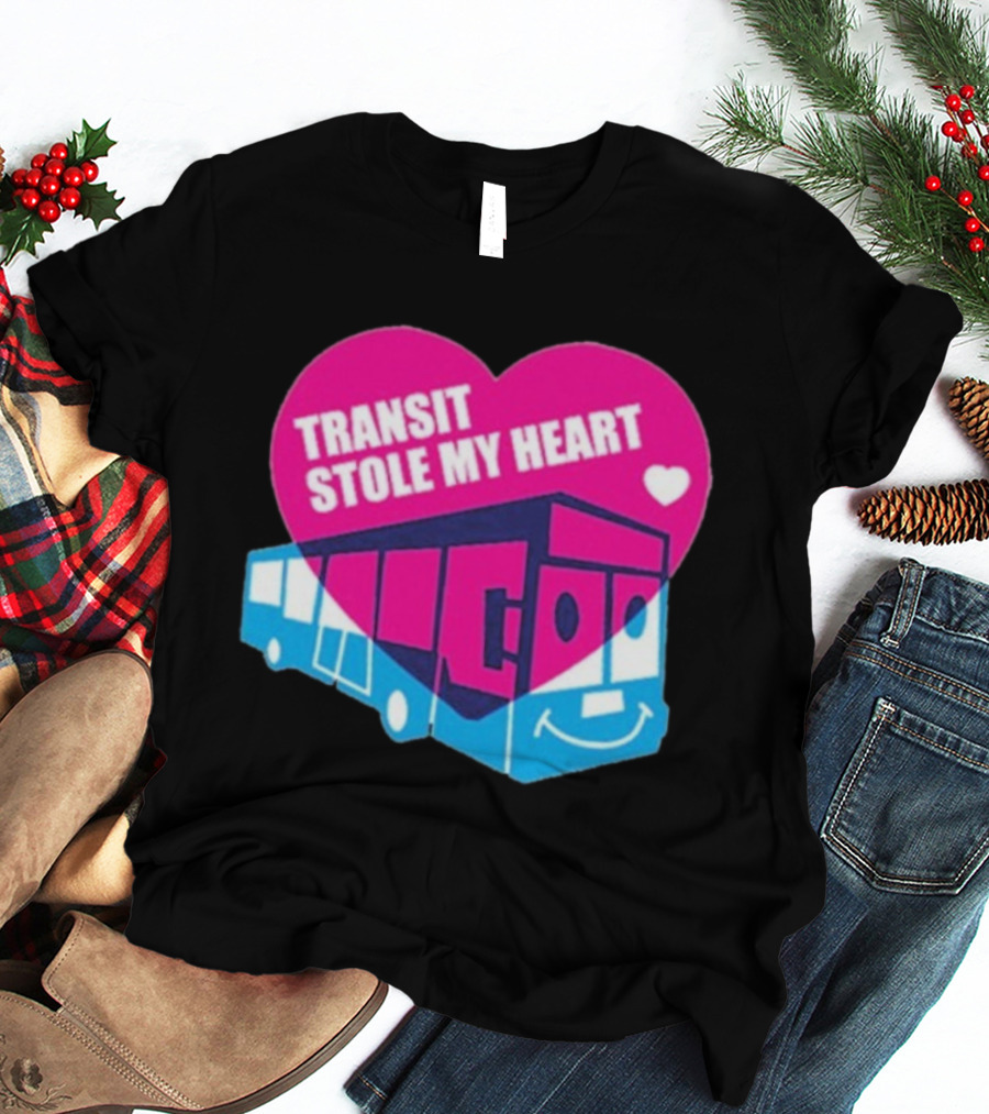 Transit Stole My Heart Smiling Bus And Heart Design T-Shirt