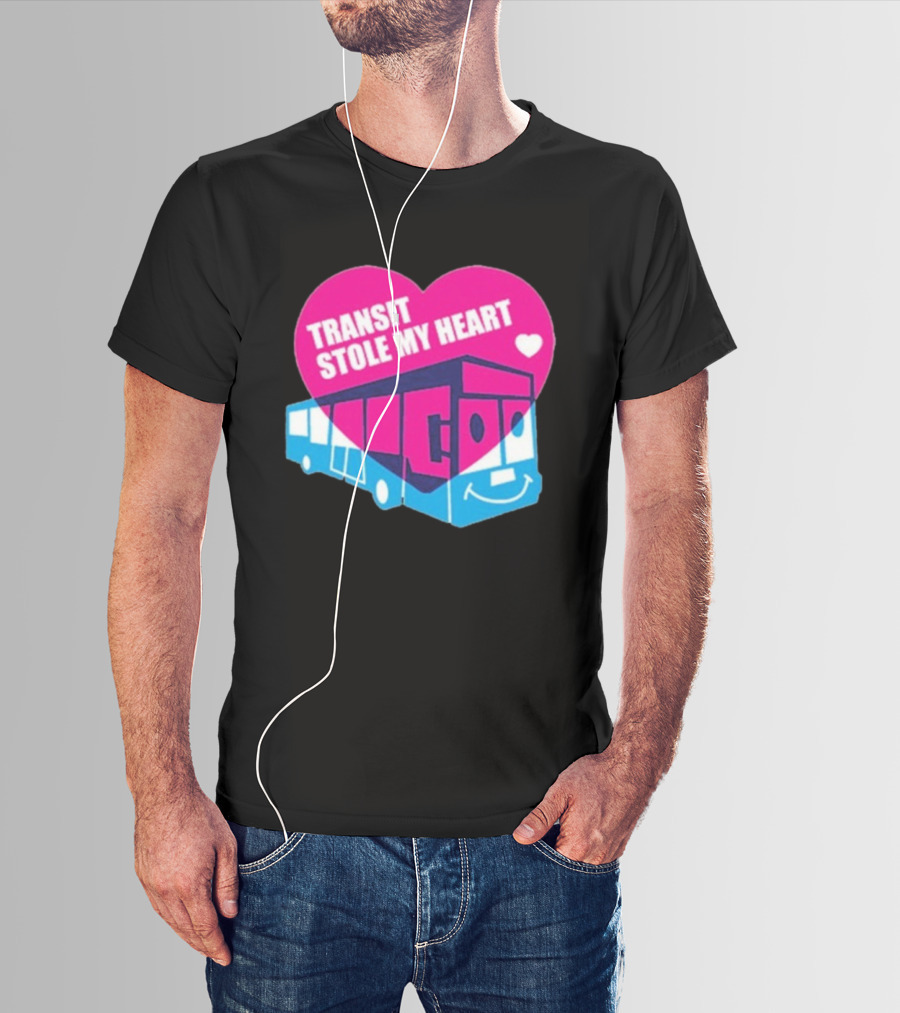Transit Stole My Heart Smiling Bus And Heart Design T-Shirt