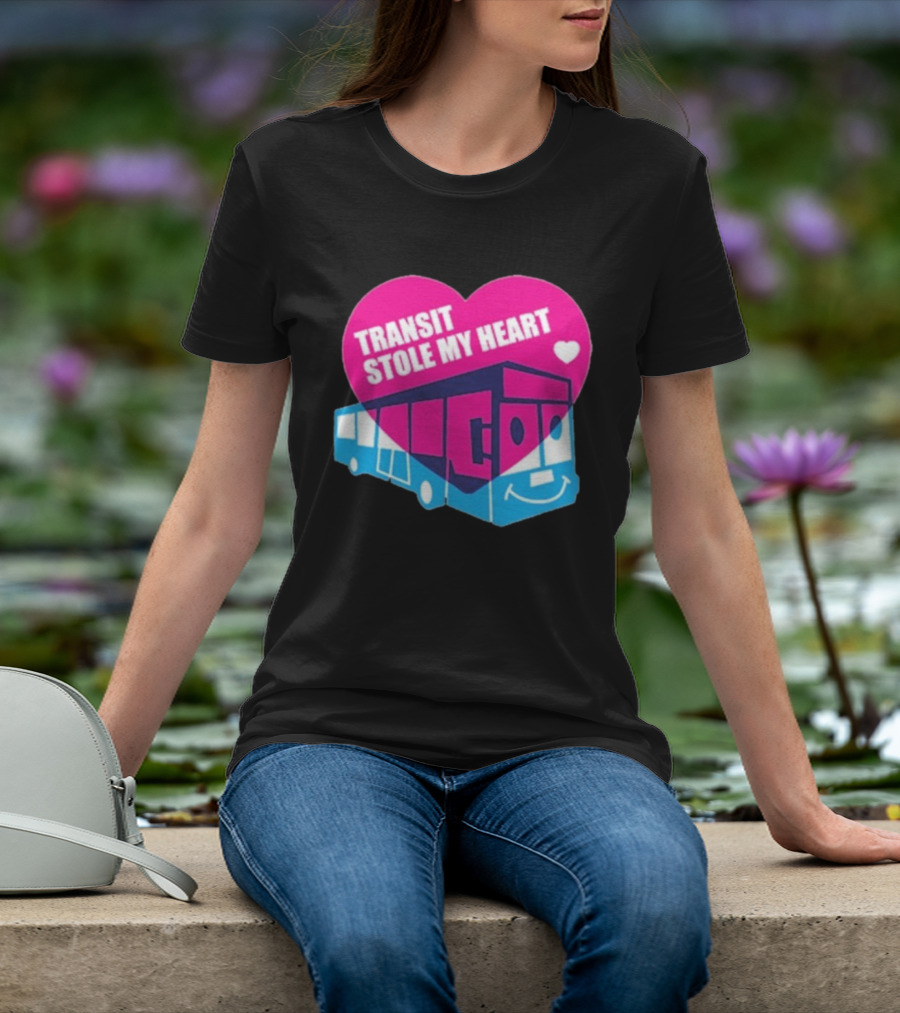 Transit Stole My Heart Smiling Bus And Heart Design T-Shirt