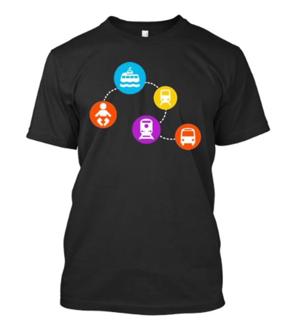 Translink Wayfinding Ferry Train Bus Baby Icon Circles T-Shirt