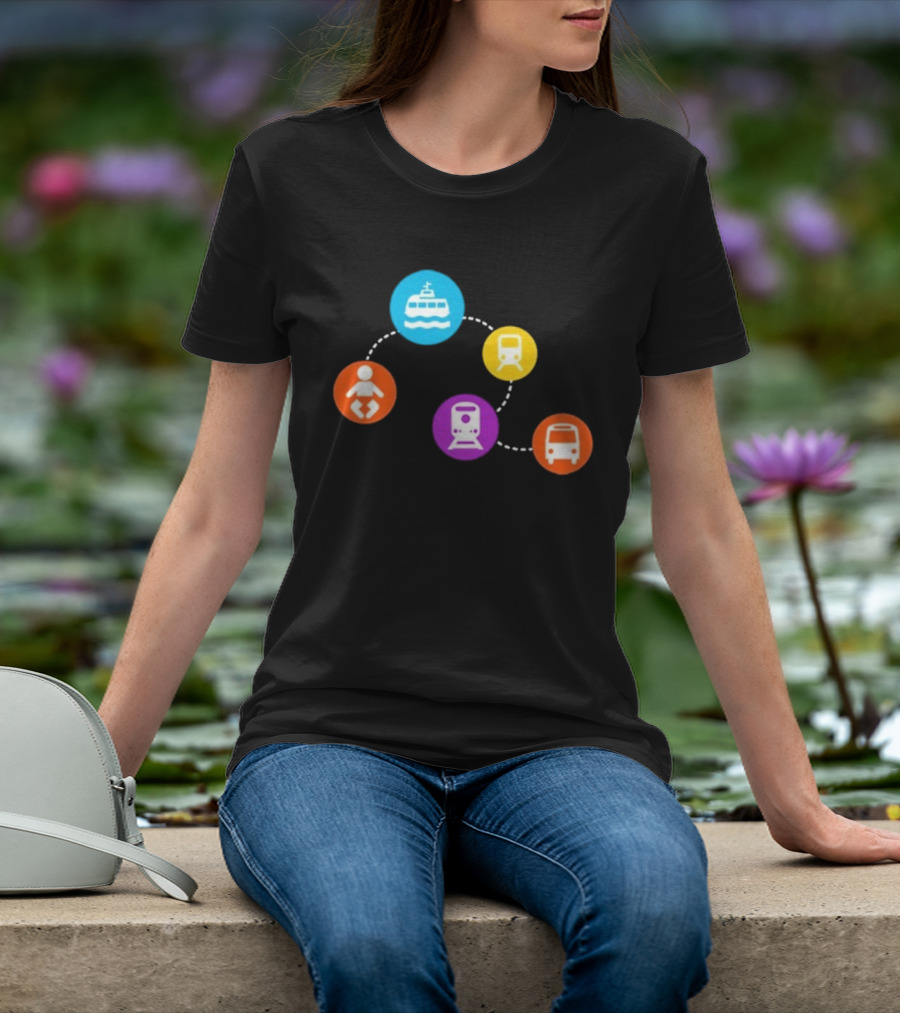 Translink Wayfinding Ferry Train Bus Baby Icon Circles T-Shirt