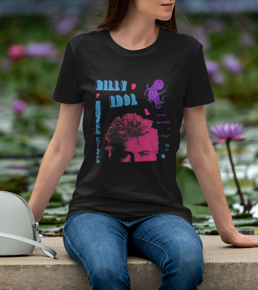 Billy Idol Eyes Without A Face Japanese Text Retro Style T-Shirt