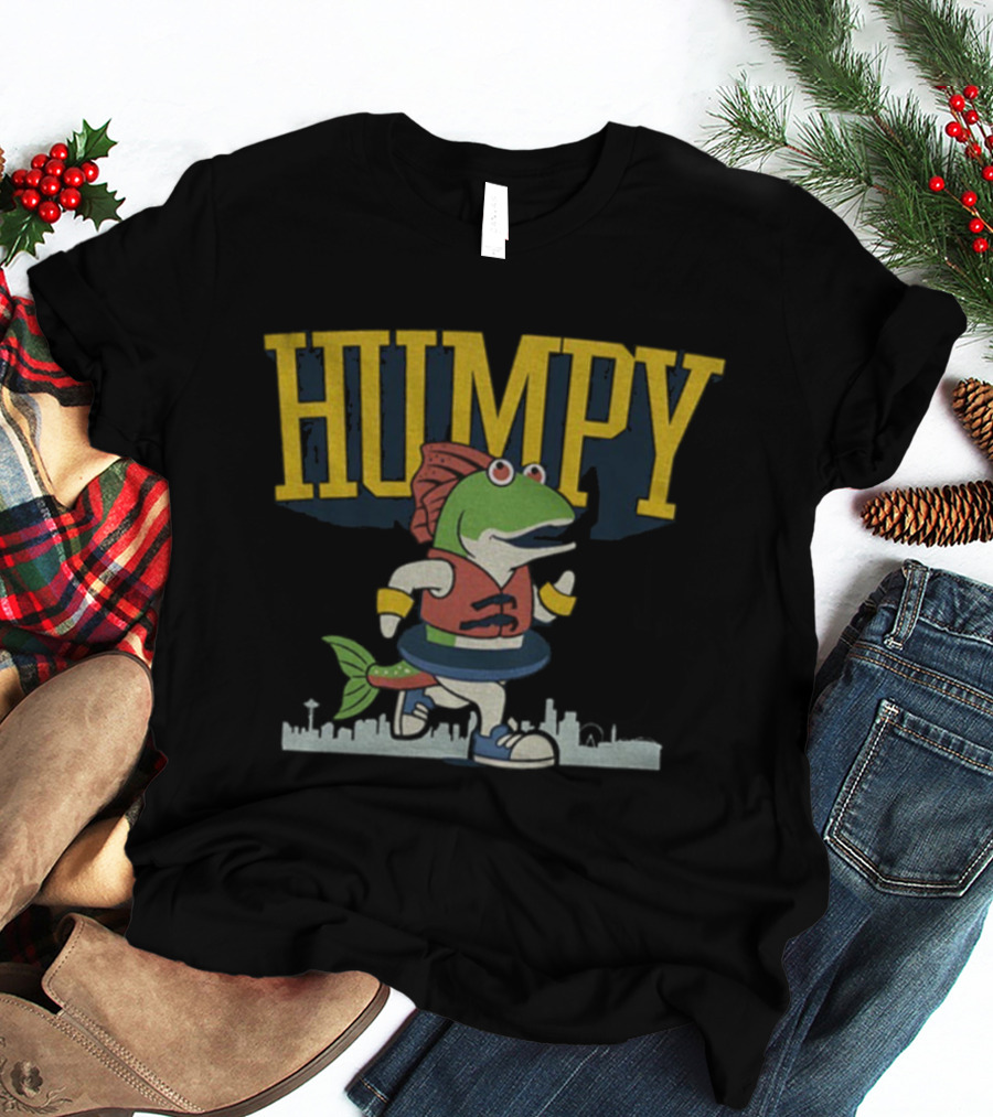 Humpy The Salmon Running Cartoon Character T-Shirt