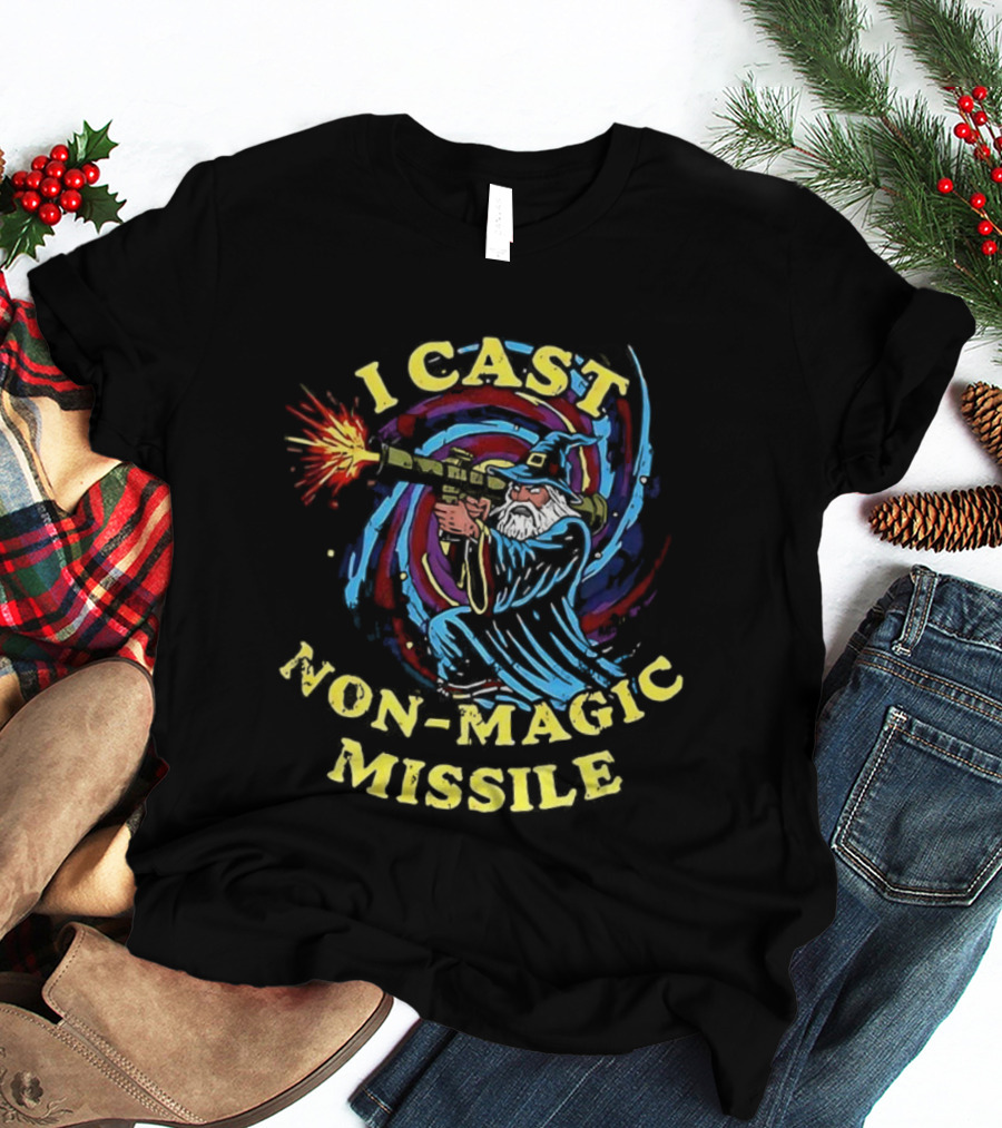 I Cast Non-Magic Missile Wizard Rocket Fantasy Art T-Shirt