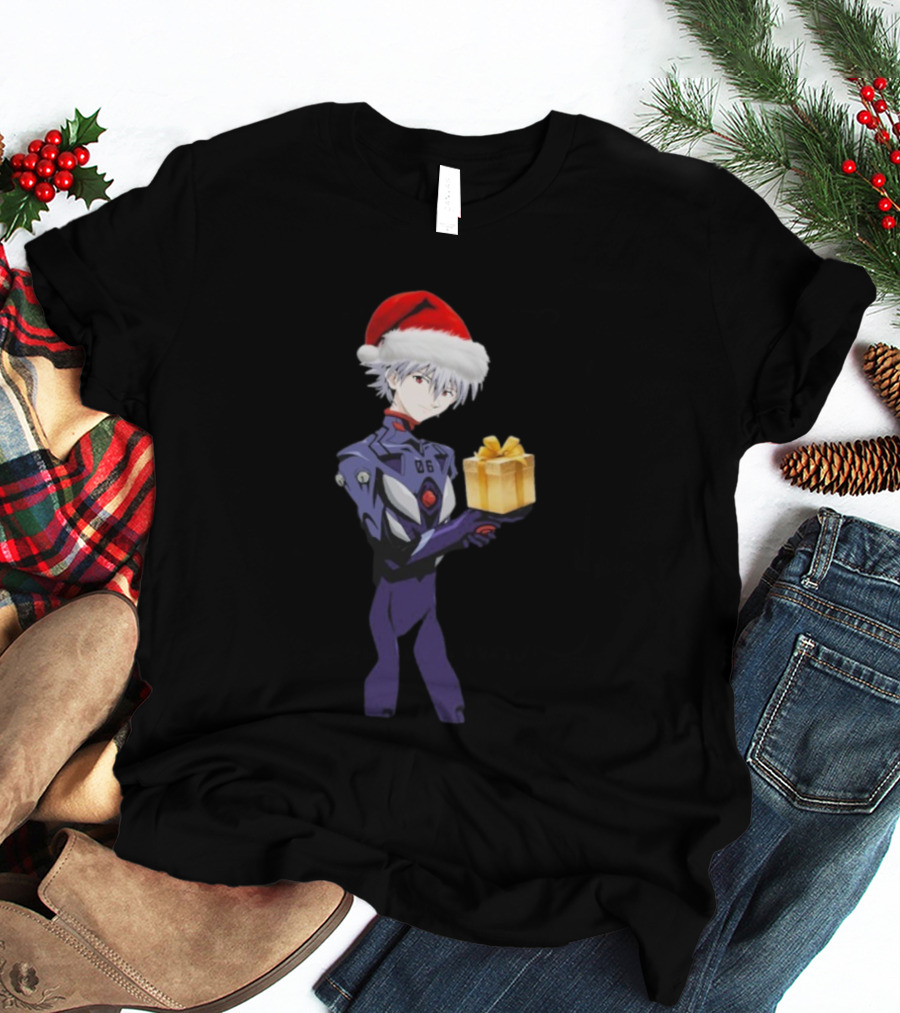 Nagisa Kaworu Shin Seiki Evangelion Christmas Present Santa Hat T-Shirt