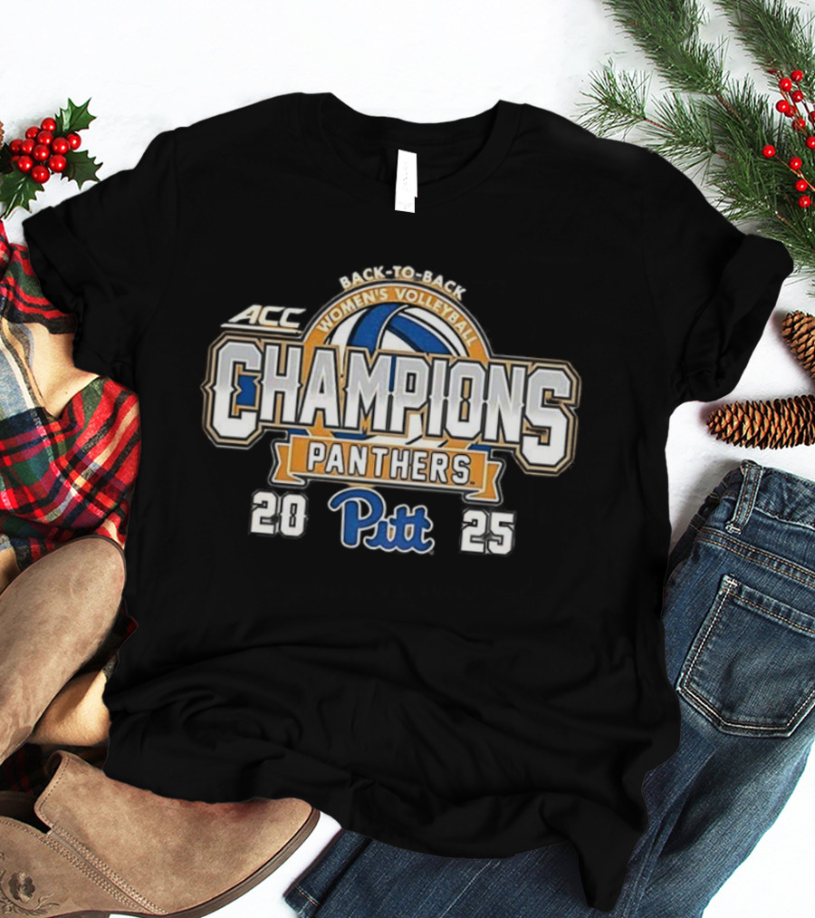 ACC Women's Volleyball Champions Pitt Panthers Back-To-Back Victory T-Shirt
