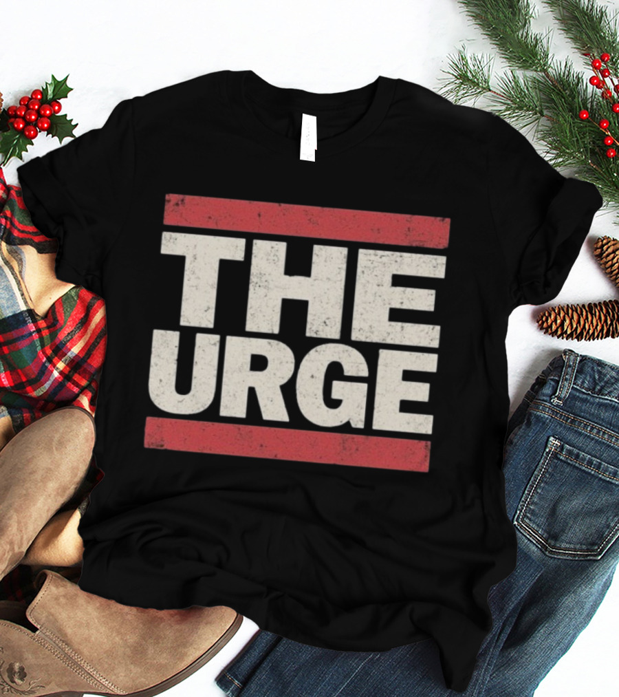 THE URGE Block Text Red Bars Vintage Style T-Shirt