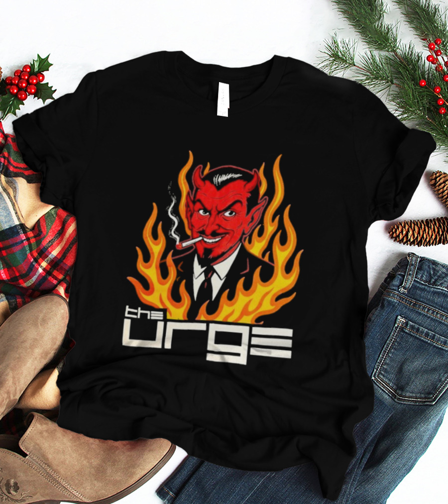 The Urge Devil With Flames Smoking Cigar T-Shirt