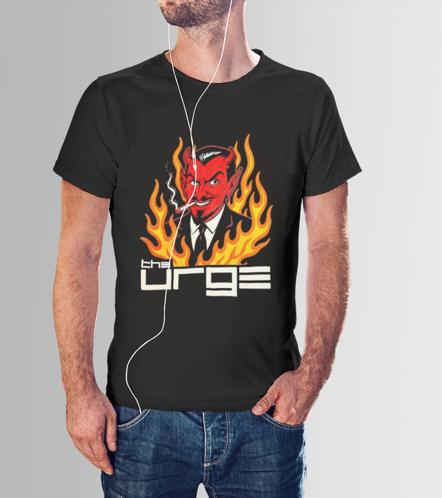 The Urge Devil With Flames Smoking Cigar T-Shirt