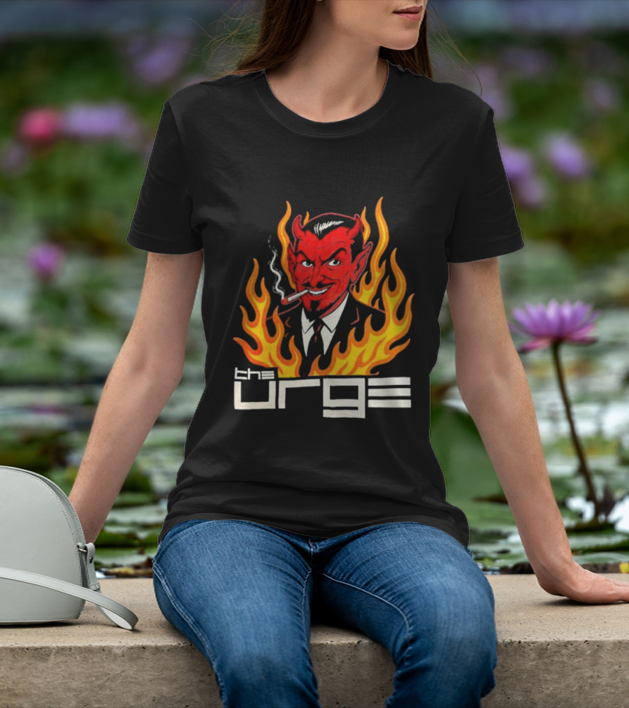 The Urge Devil With Flames Smoking Cigar T-Shirt