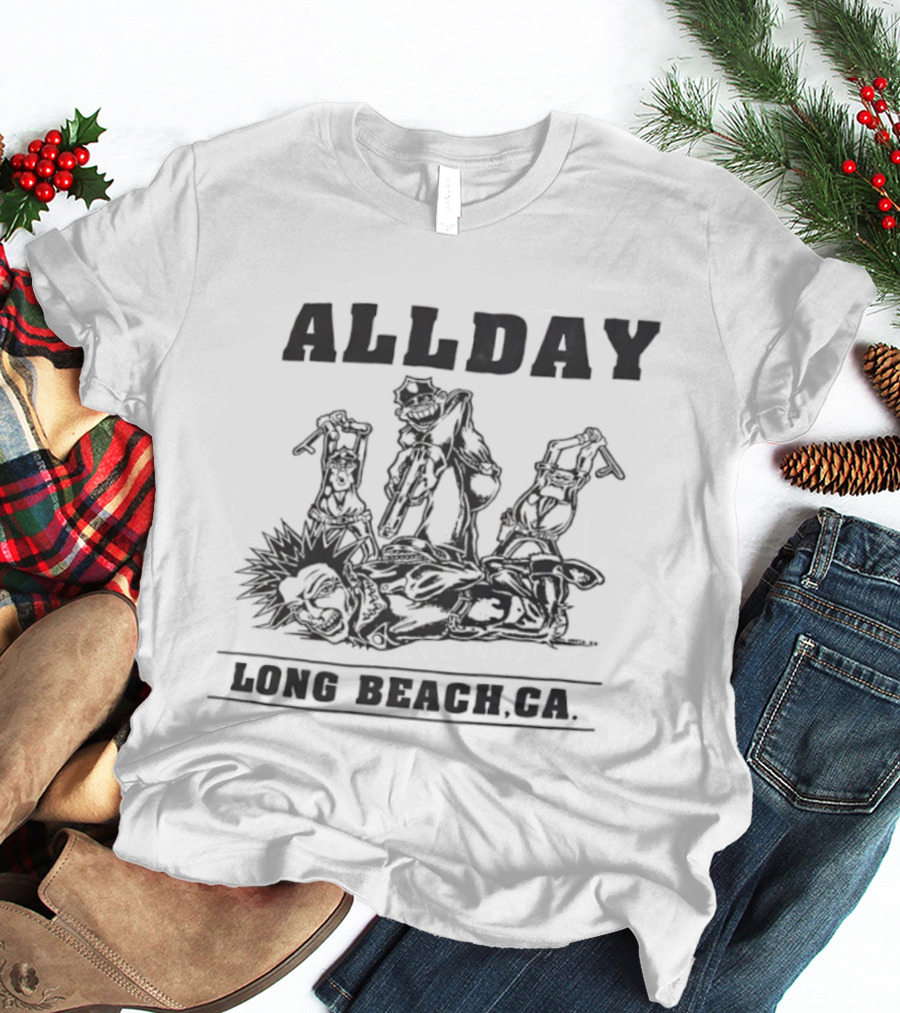 Allday Long Beach California Tour 1992 Vintage Style Graphics T-Shirt