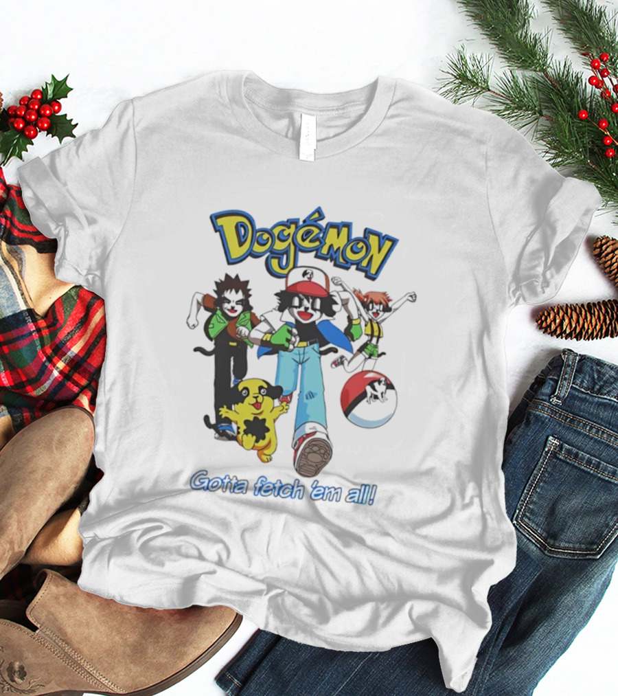 Big Dogs Dogémon Gotta Fetch ’Em All Playful Parody Characters T-Shirt