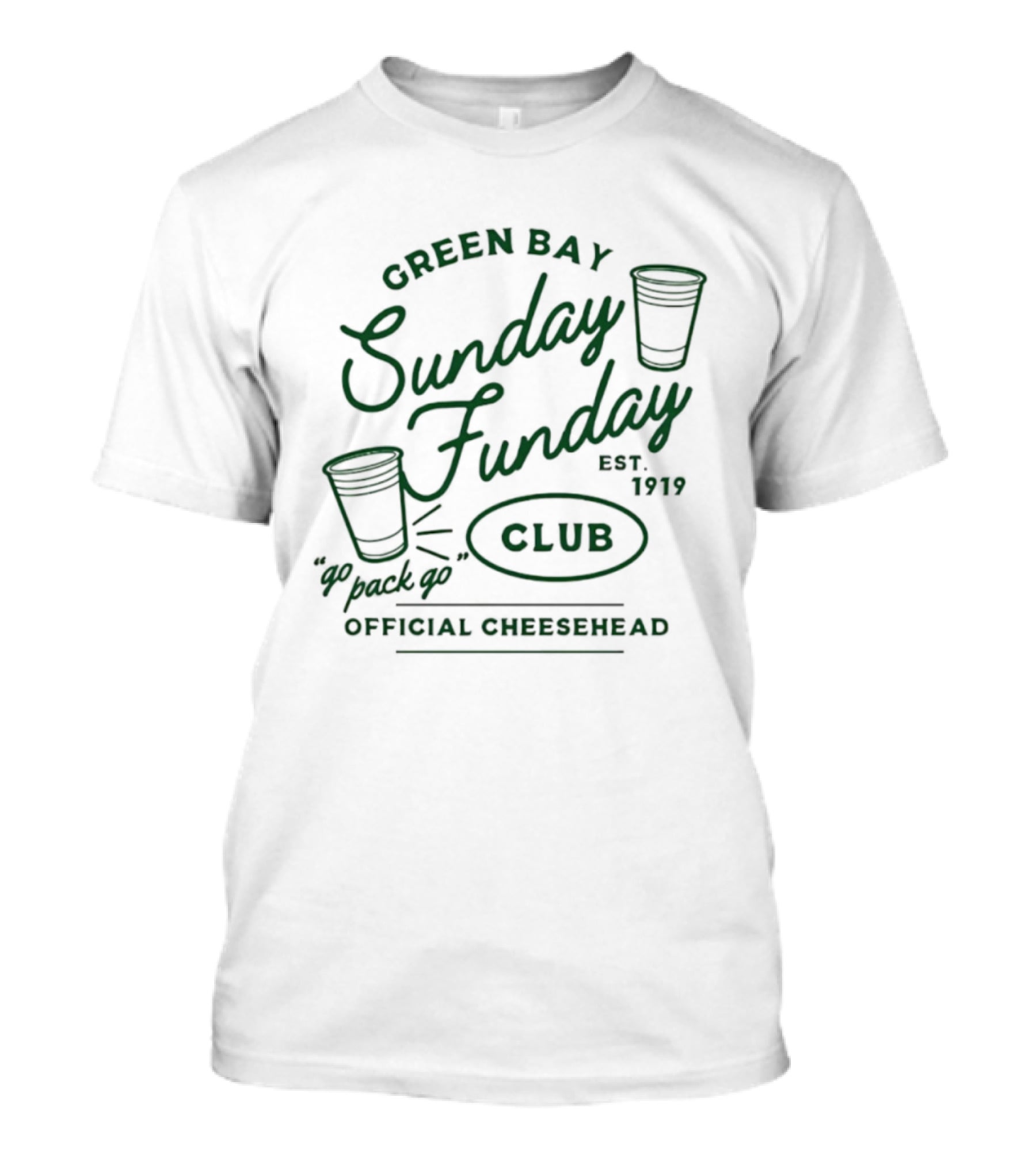 Green Bay Sunday Funday Established 1919 Official Cheesehead Pack Of Fun Club T-Shirt