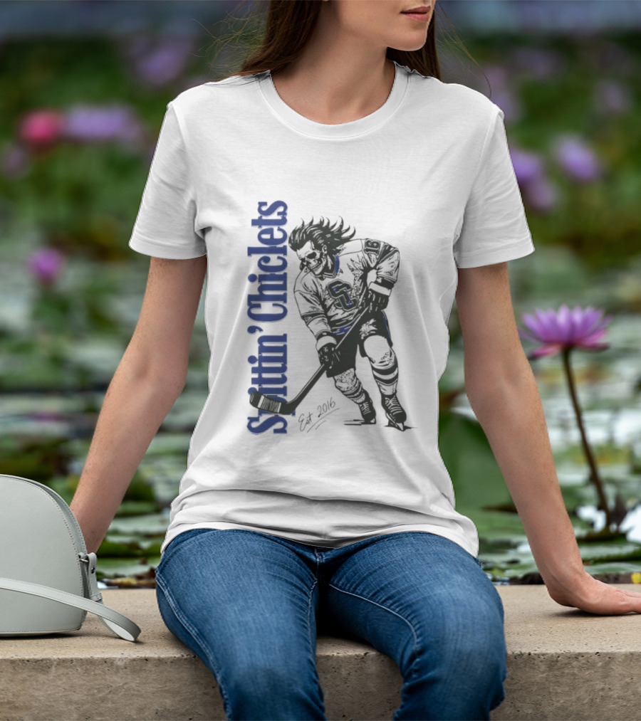 Hockey Spittin Chiclets Skullet Est 2016 Vertical T-Shirt