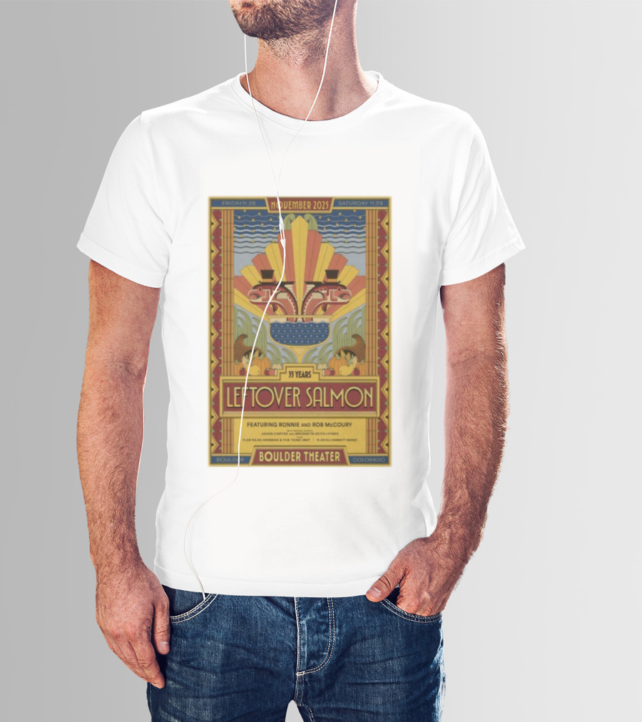 Leftover Salmon 35 Years November 2025 Boulder Theater Featuring Ronnie And Rob McCoury T-Shirt