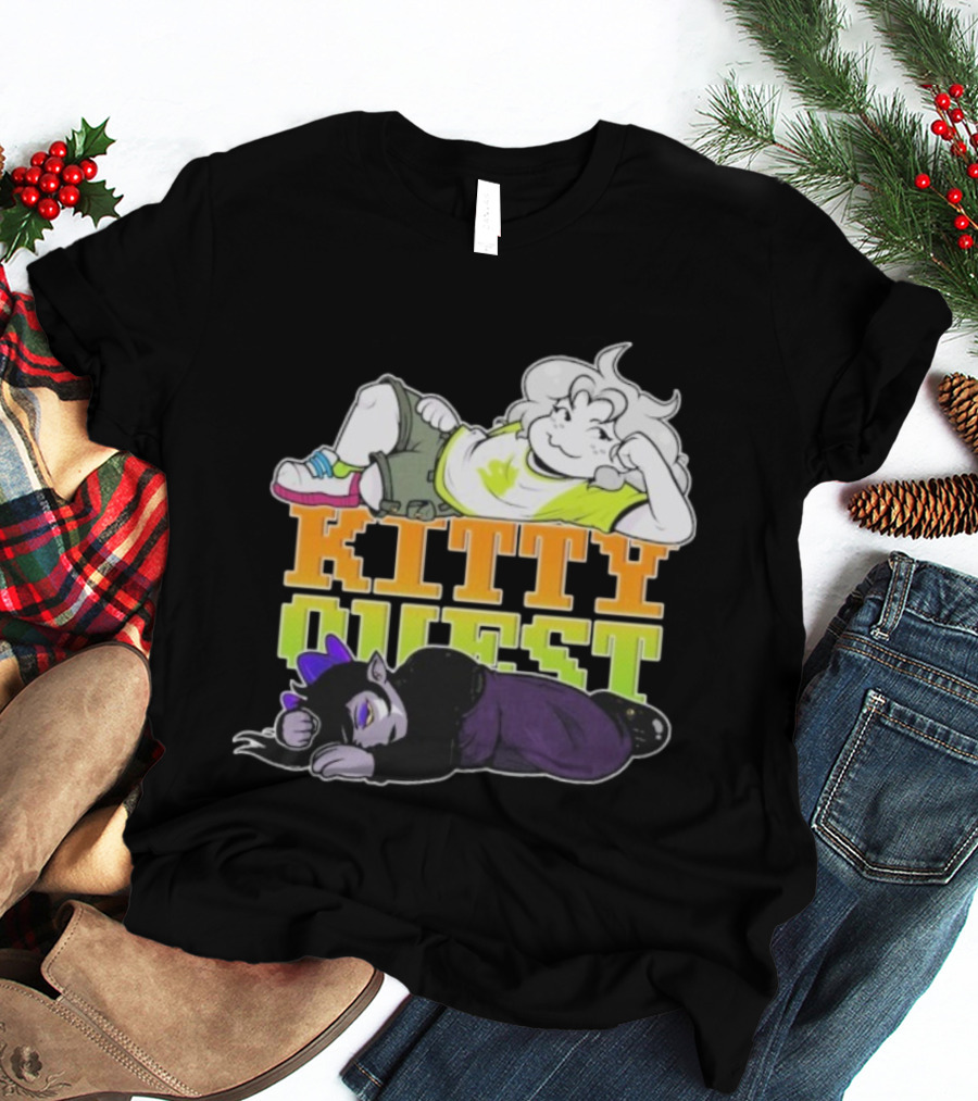 Kitty Quest Playful Characters Relaxing Fun Theme T-Shirt