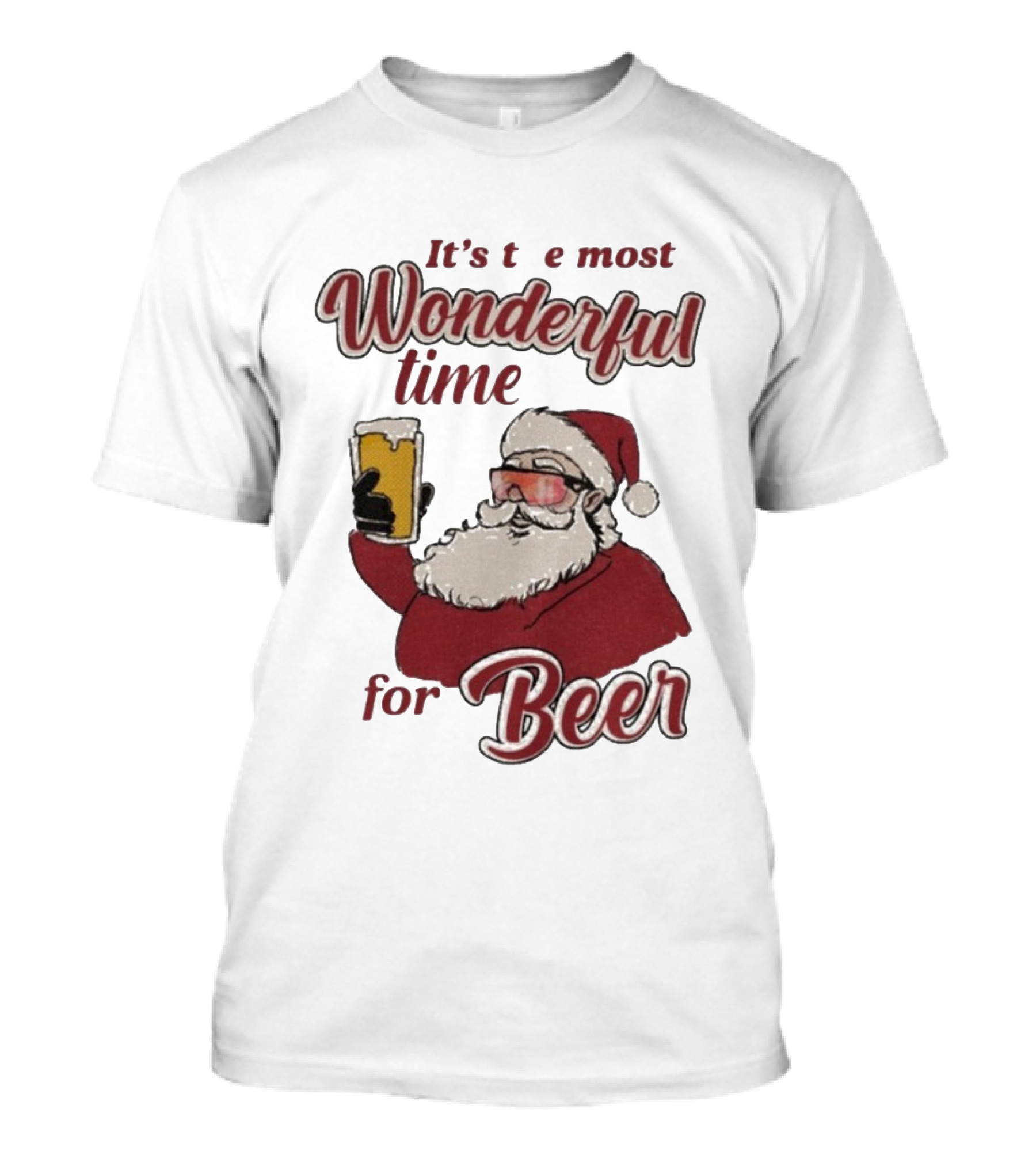It's The Most Wonderful Time For Beer Christmas Santa T-Shirt