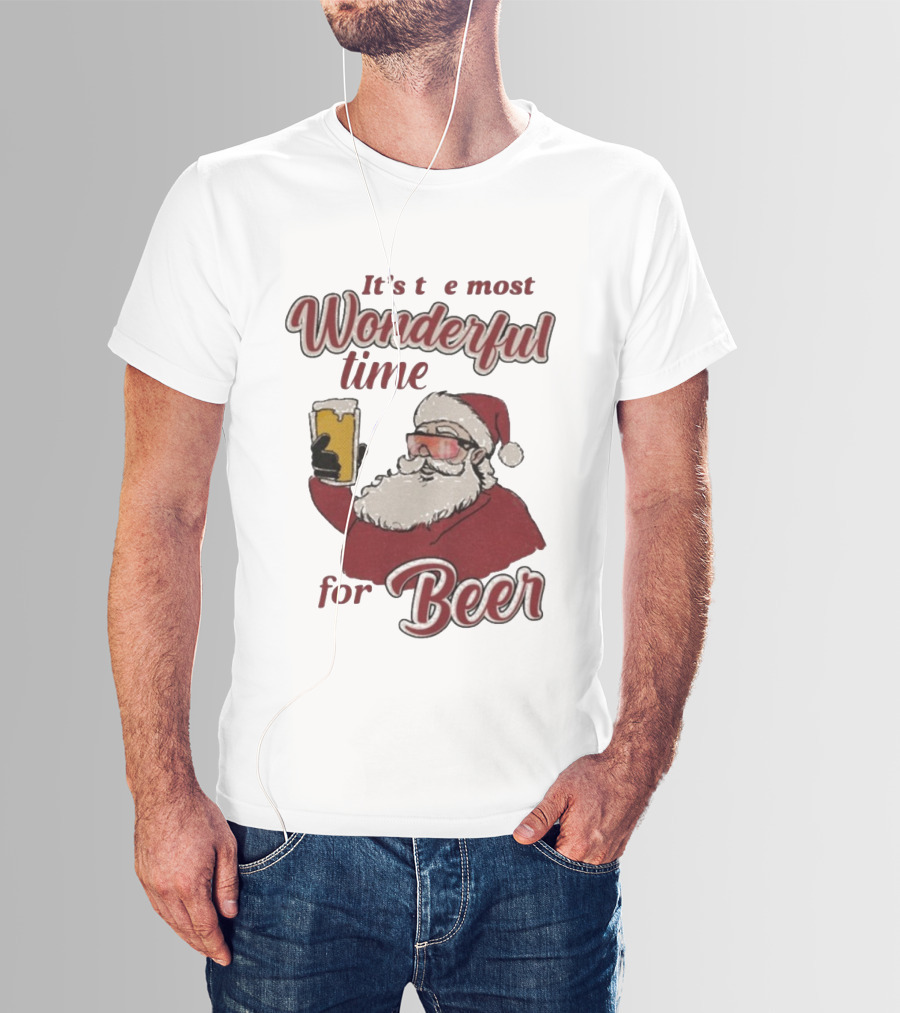 It's The Most Wonderful Time For Beer Christmas Santa T-Shirt