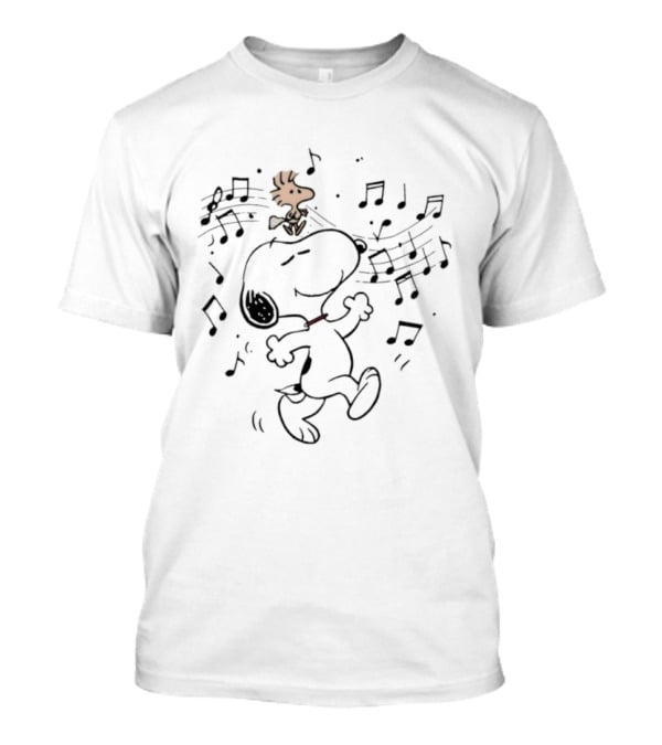 Snoopy And Woodstock Joyful Dancing Celebration Peanuts Characters T-Shirt