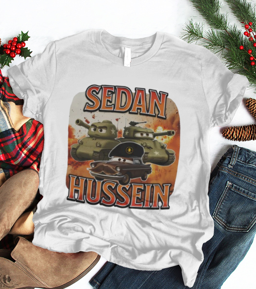 SEDAN HUSSEIN Tanks Explosive Cartoon Style T-Shirt