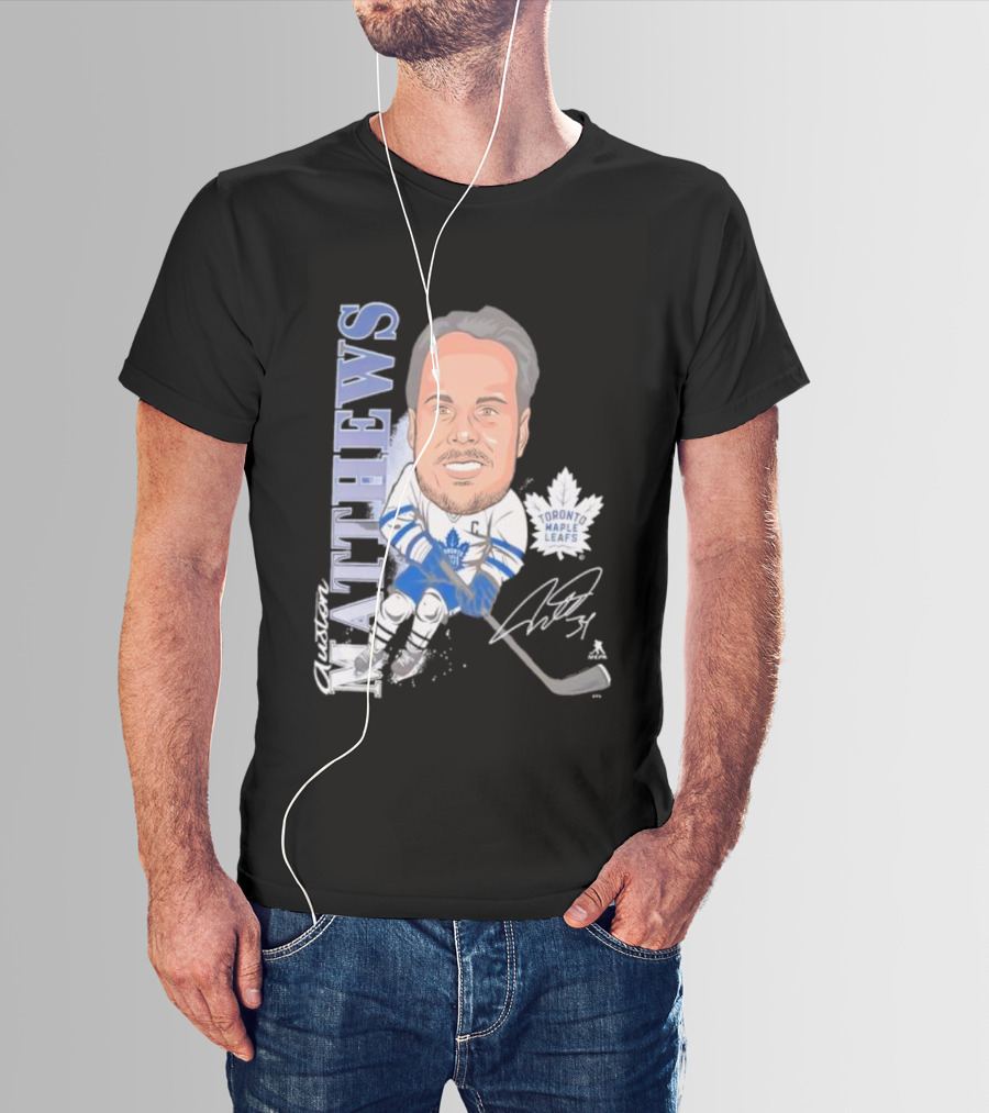 Auston Matthews Toronto Maple Leafs Signature Art Caricature T-Shirt