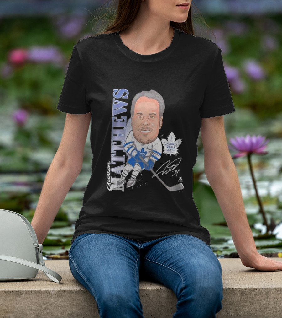 Auston Matthews Toronto Maple Leafs Signature Art Caricature T-Shirt