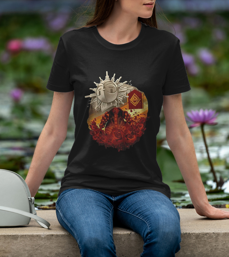 Clair Obscur Expedition 33 Sunburst Symbol Esquie Roses T-Shirt