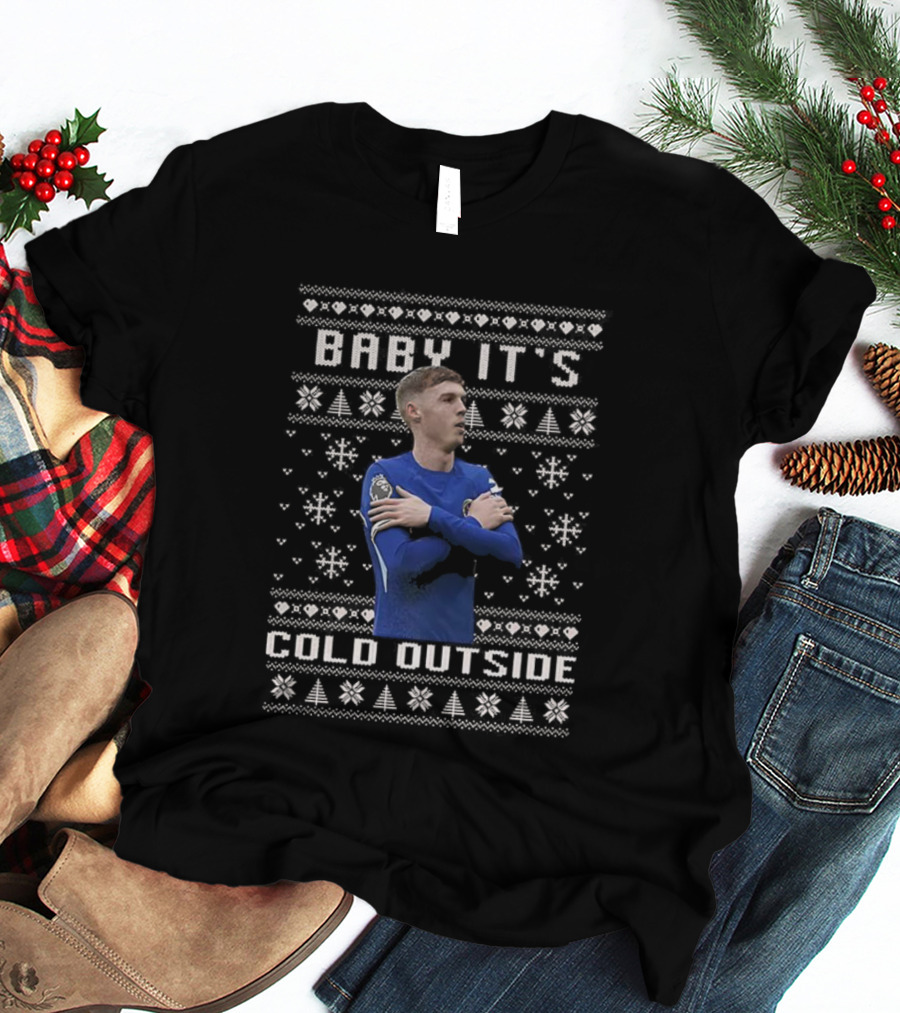 Cole Palmer Chelsea Baby It's Cold Outside Ugly Christmas Sweater Football Celebration T-Shirt
