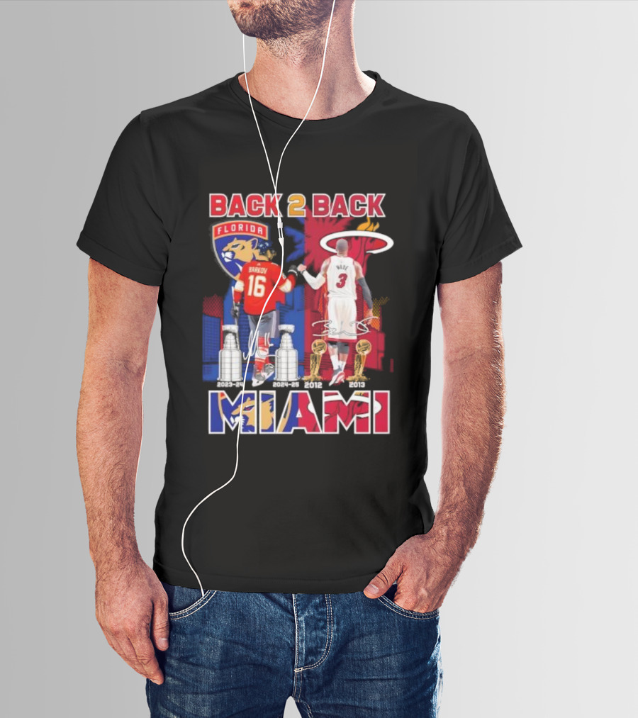 Back 2 Back Florida Panthers Miami Heat Miami Signatures T-Shirt