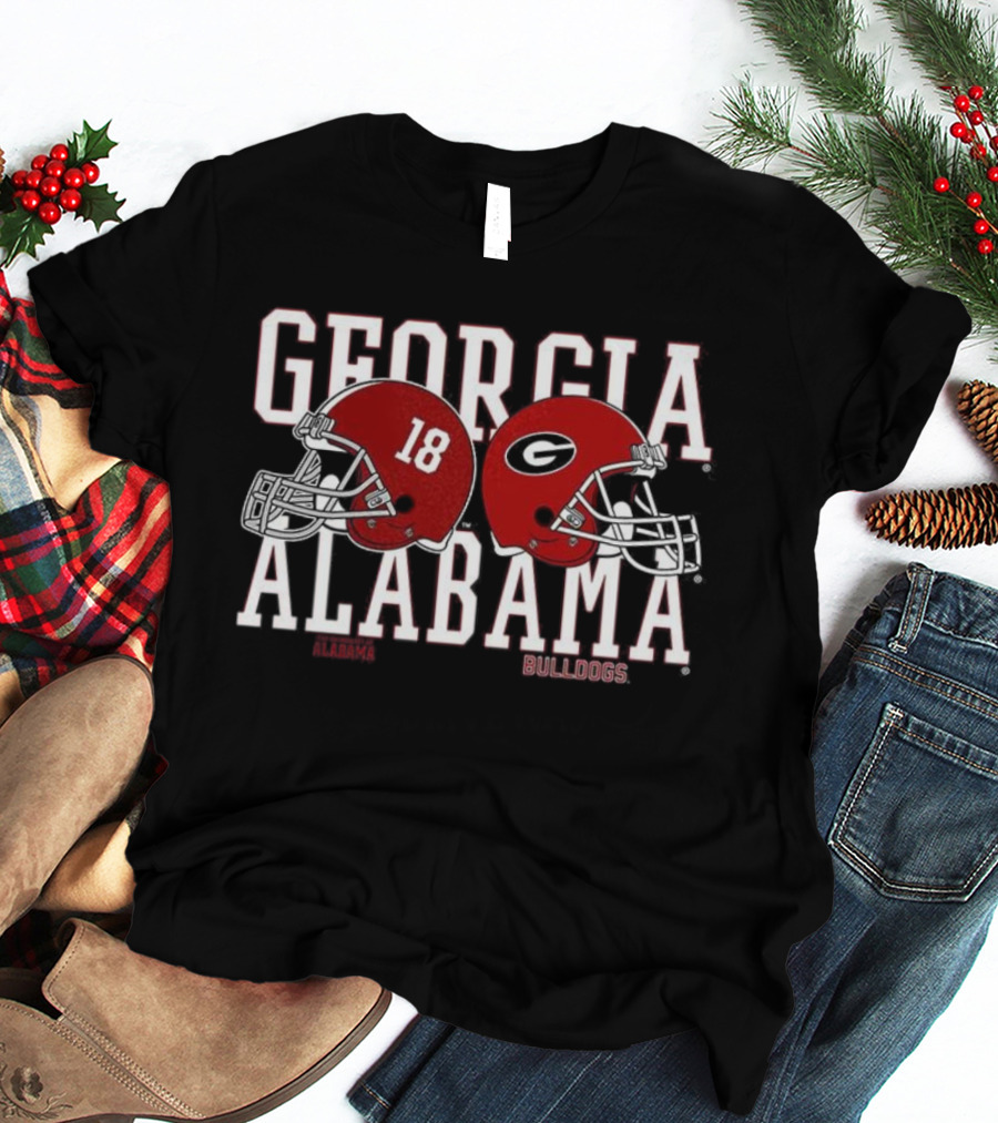 Georgia Bulldogs Alabama Crimson Tide 18 Football Helmets T-Shirt