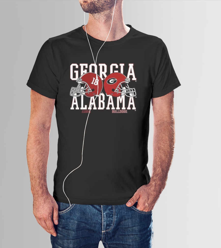 Georgia Bulldogs Alabama Crimson Tide 18 Football Helmets T-Shirt