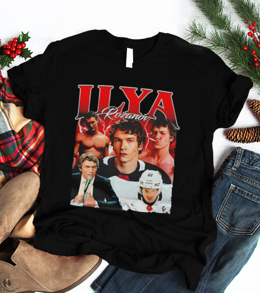 Ilya Rozanov Hockey Collage Retro Style T-Shirt