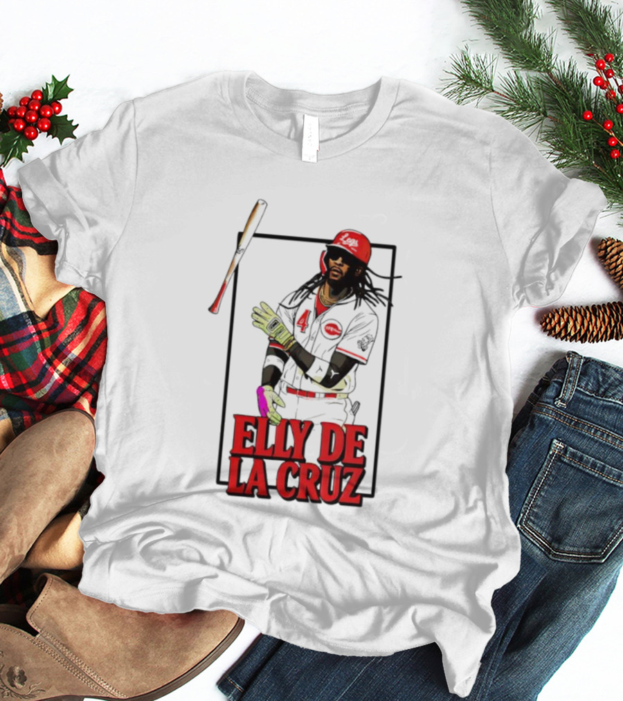 Elly De La Cruz Cincinnati Reds Baseball Player Bat Flip T-Shirt