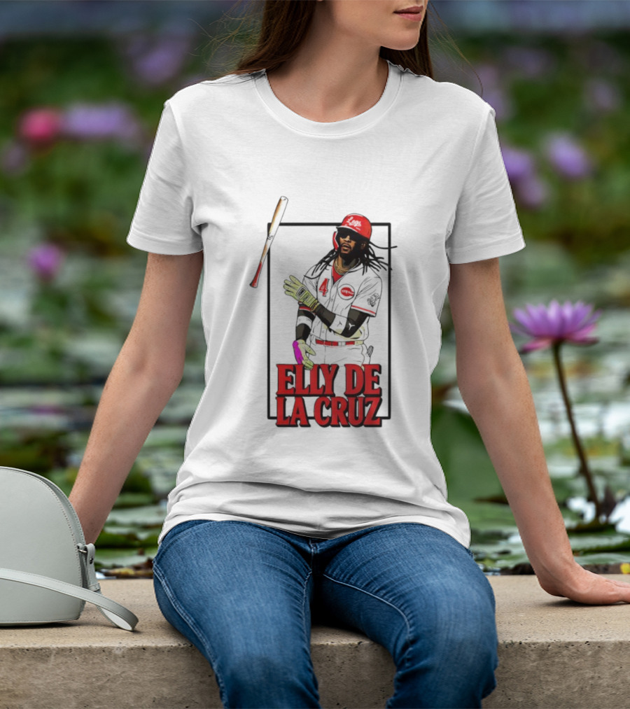 Elly De La Cruz Cincinnati Reds Baseball Player Bat Flip T-Shirt