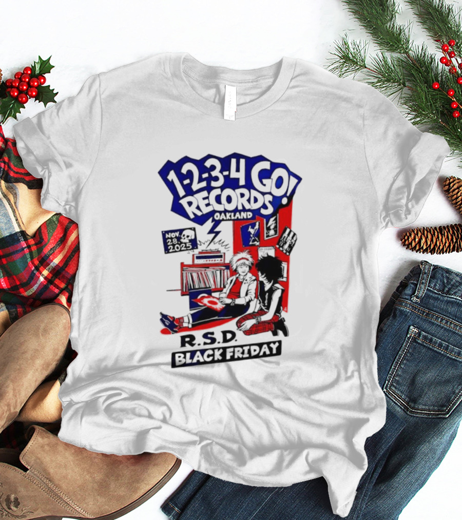 1-2-3-4 Go Records Black Friday November 28th 2025 Oakland T-Shirt