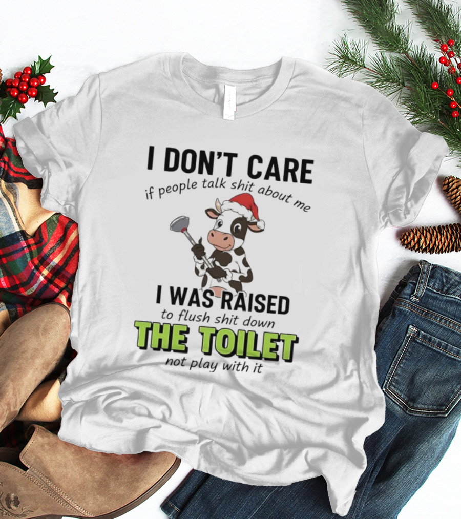 Santa Cow Flush Shit Down The Toilet Humor T-Shirt
