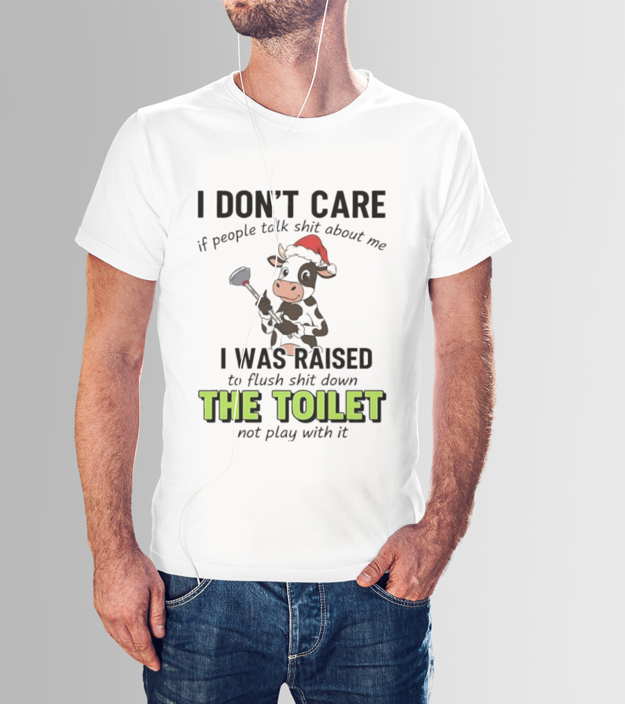 Santa Cow Flush Shit Down The Toilet Humor T-Shirt