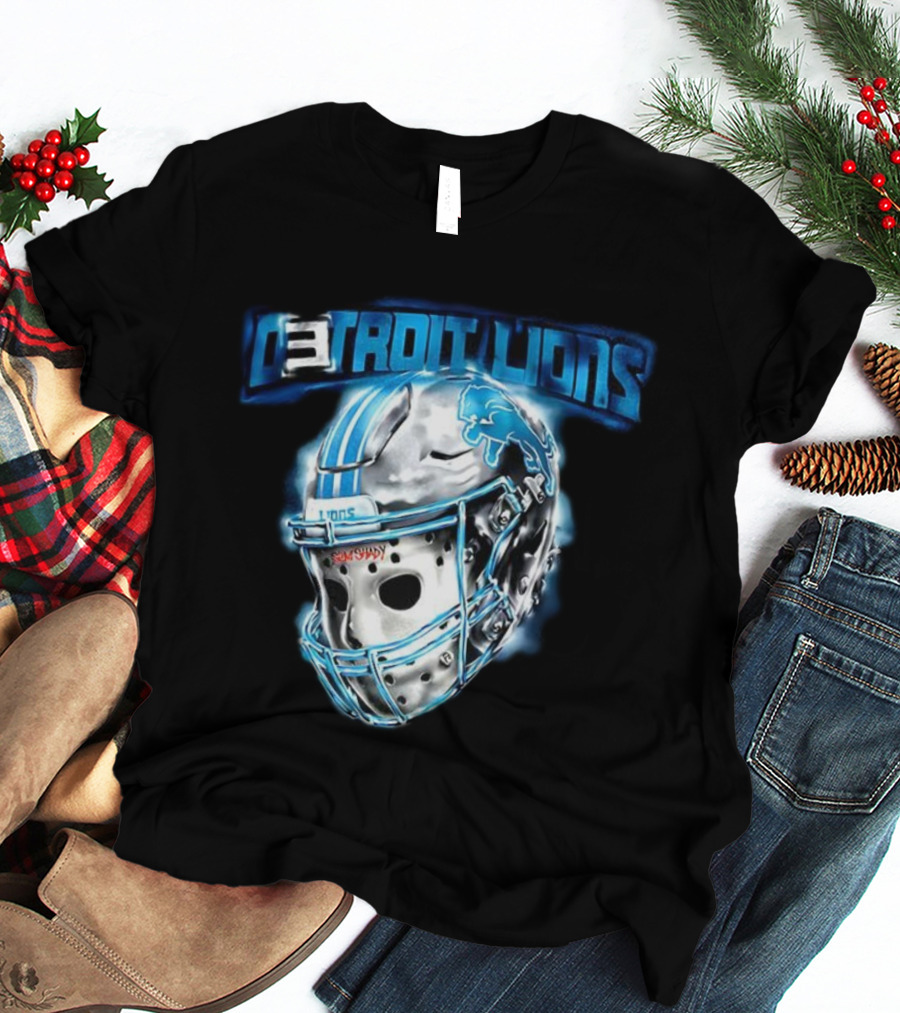 Detroit Lions NFL Detroit Lions Helmet Jason Voorhees Mask T-Shirt