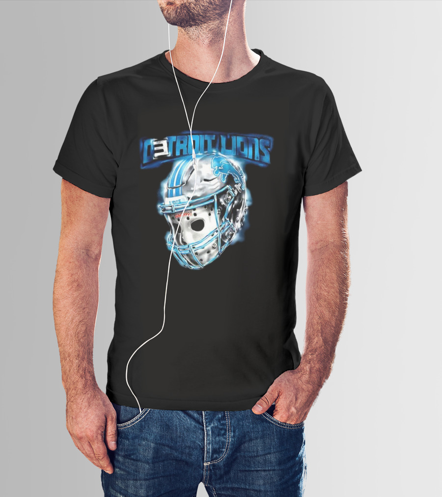 Detroit Lions NFL Detroit Lions Helmet Jason Voorhees Mask T-Shirt