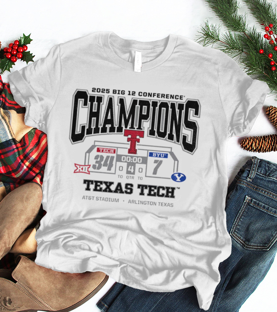 Texas Tech Red Raiders Champions Beat BYU 2025 Big 12 Conference Arlington T-Shirt