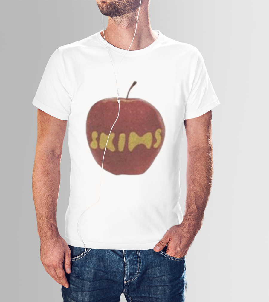 Skims Apple Bold Yellow Text On Red Apple T-Shirt