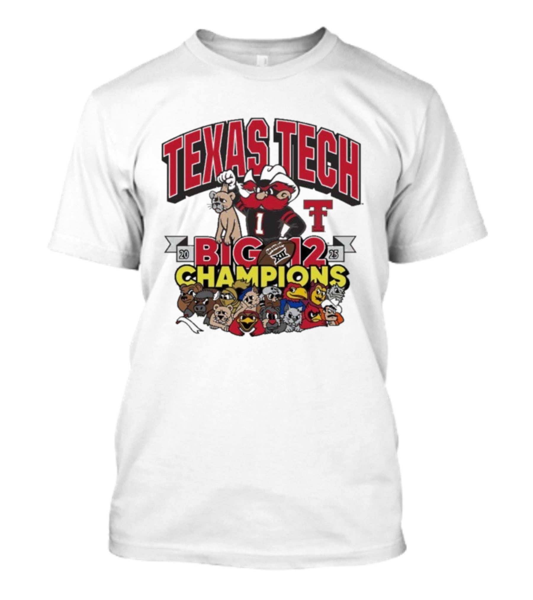 Texas Tech Red Raiders Big 12 Champions 2025 Victory Over BYU Cougars Mascot Celebration T-Shirt