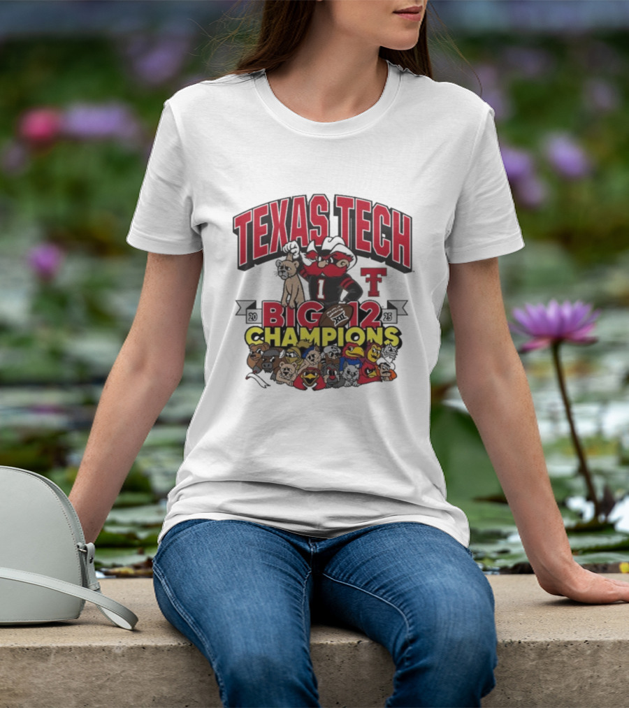 Texas Tech Red Raiders Big 12 Champions 2025 Victory Over BYU Cougars Mascot Celebration T-Shirt